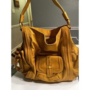 Coldwater Creek Buttery Soft Leather Harvest Gold Yellow Hobo Shoulder Bag Purse